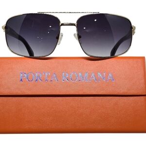 Porta Romana Sunglasses  gold tone with black wood temples